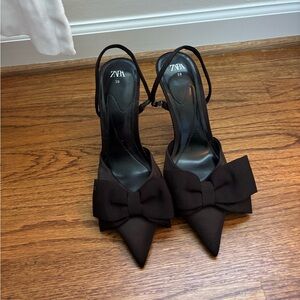 Zara Elegant Black Bow Heels